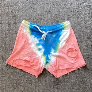 ✨Wildfox distressed tie-dye sweat shorts